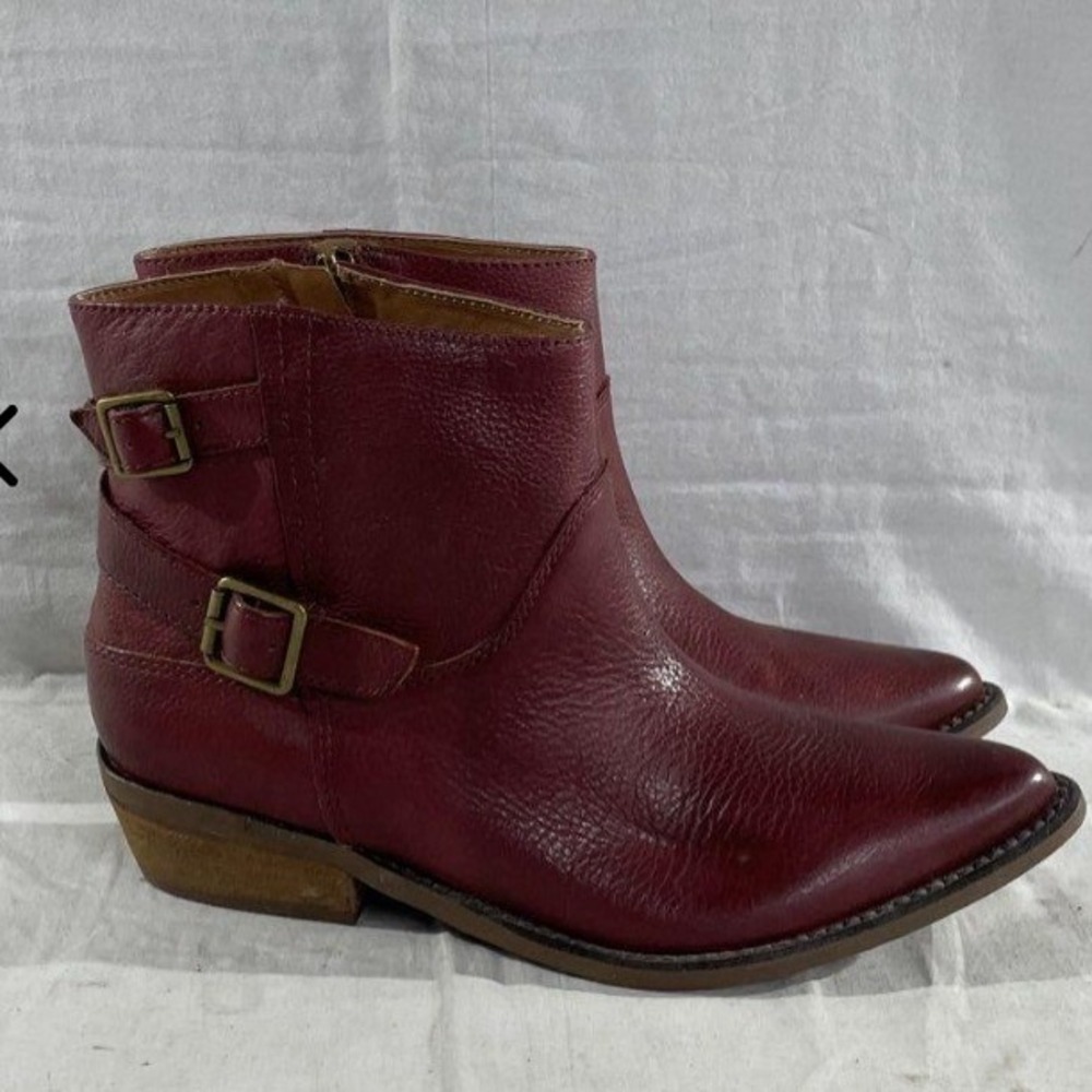 Lucky Brand Burgundy Leather Ankle Boots
